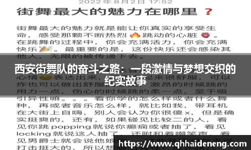 西安街舞队的奋斗之路：一段激情与梦想交织的纪实故事