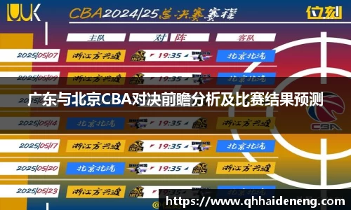 广东与北京CBA对决前瞻分析及比赛结果预测